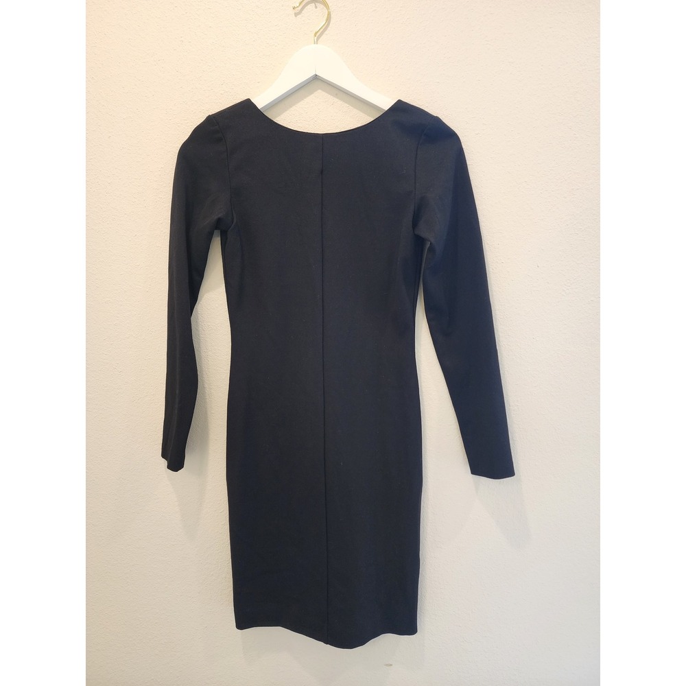 Amanda Uprichard Black Ponte Long Sleeve Full Zip Back Bodycon Mini Dress Small